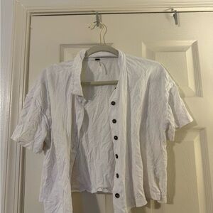 Free People Women's White Button-Up Top
